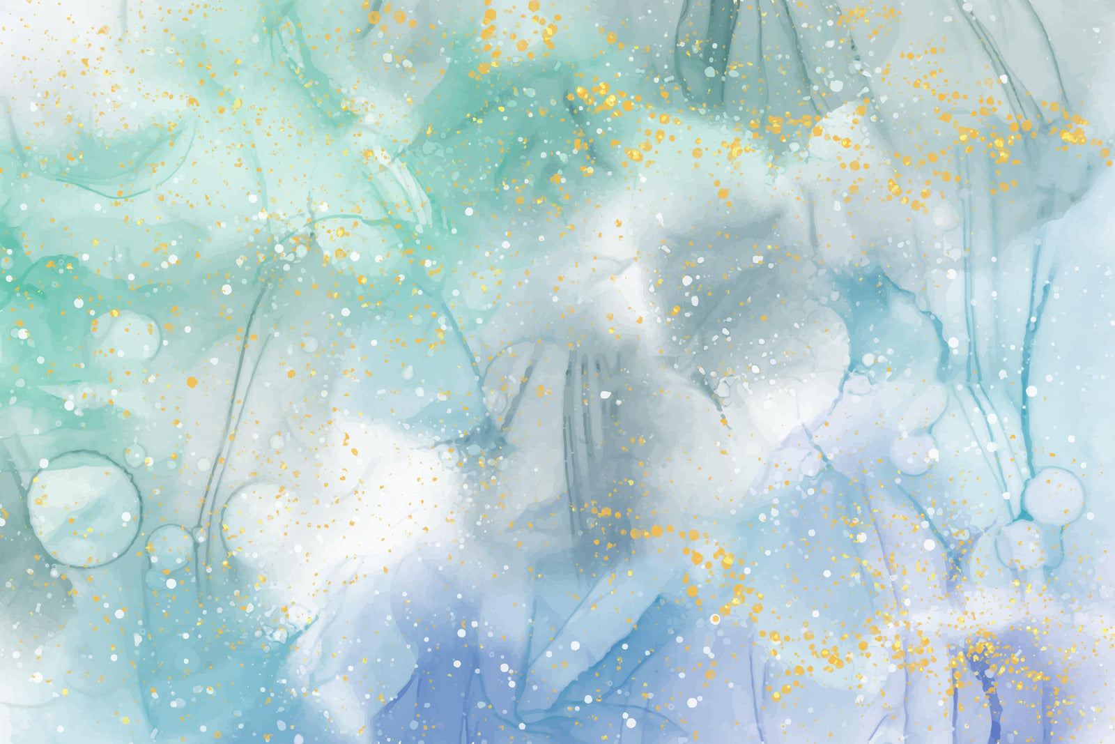 Watercolor wallpaper – Bluish hues and touches of gold