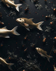 Papier Peint Animaux - Banc de Poissons sur Fond Noir