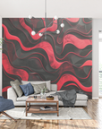 Papier Peint Art & Déco - Vagues de Magma Rouge et Noir