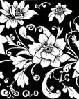 Papier peint fleuri - grands lys noir et blanc