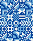 Papier Peint Vintage - Carreaux De Ciment Bleu
