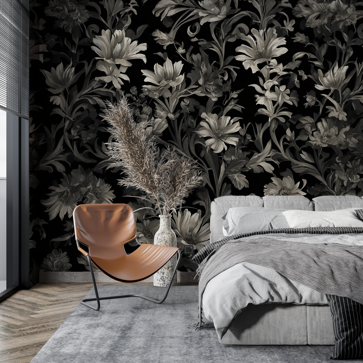Black Floral Wallpaper