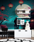 Wallpaper Illustration - Japanese Pagoda under the Moon