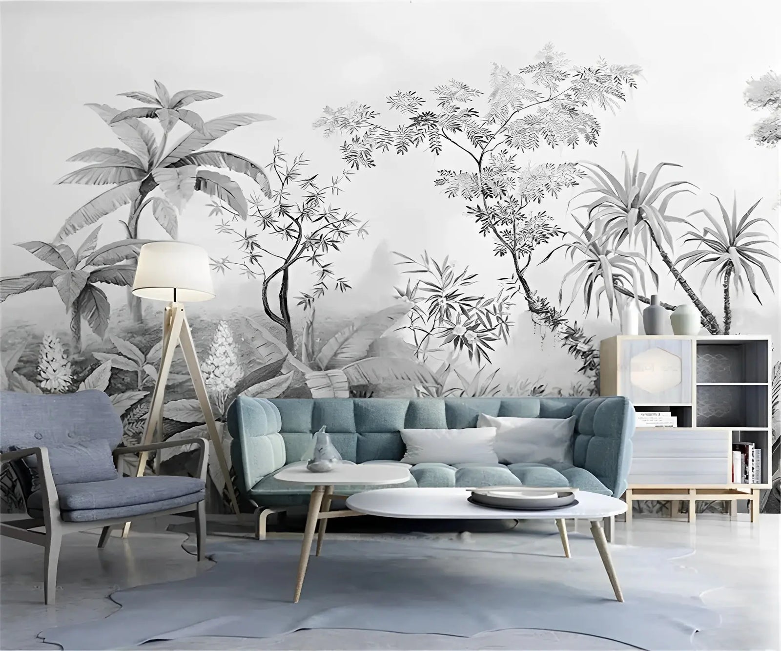 Black and White Wallpaper - Misty Tropical Landscape