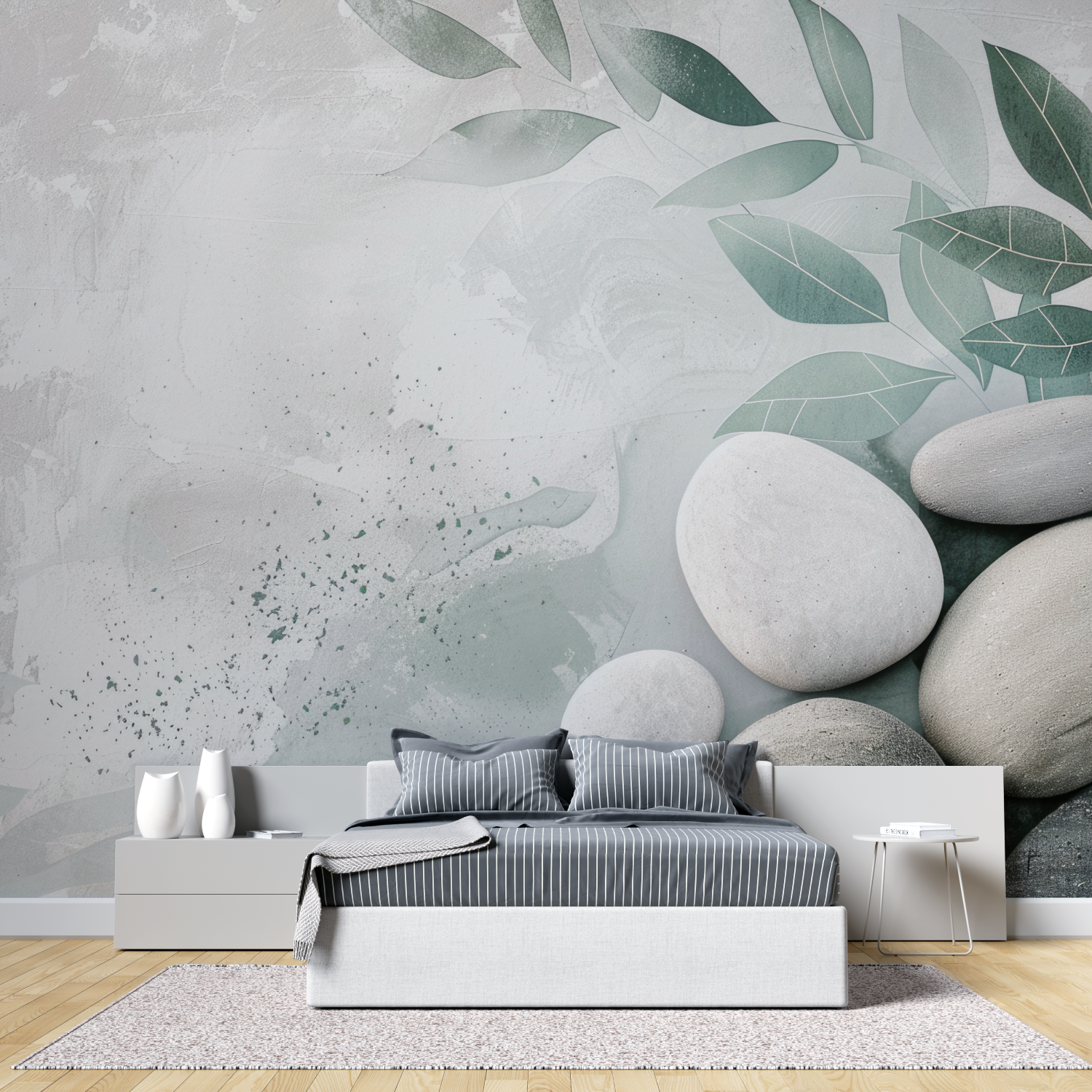 Stone Wallpaper - Pebbles and Foliage