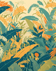 Papier Peint Abstrait - Feuillage Vert Et Orange