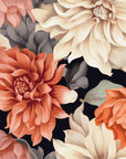 Papier peint fleuri - dahlias et chrysanthèmes d'automne