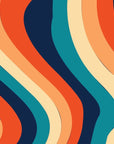 Papier peint rétro - larges ondulations multicolores
