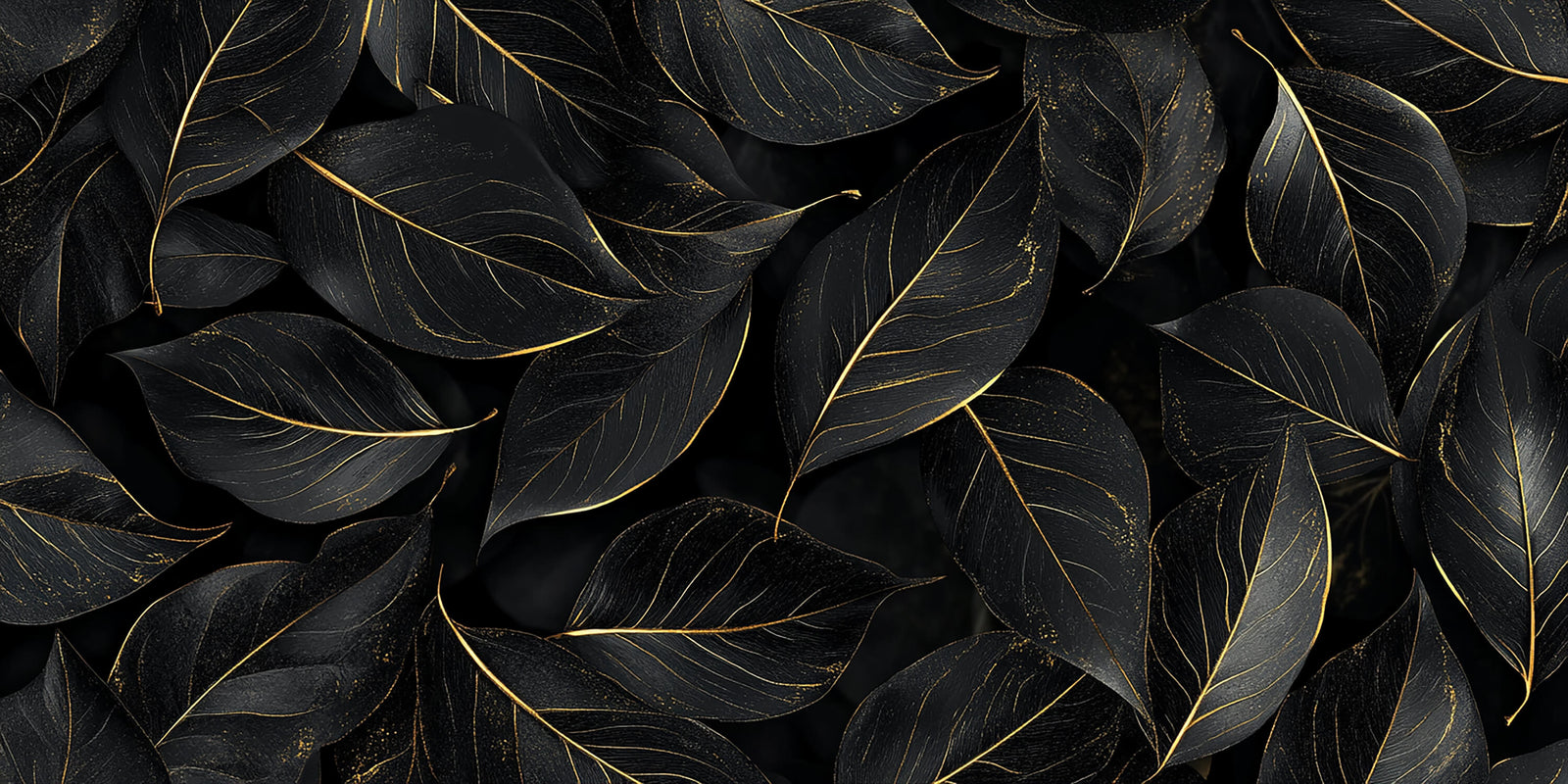 Foliage Wallpaper - Black Foliage with Gold Lines