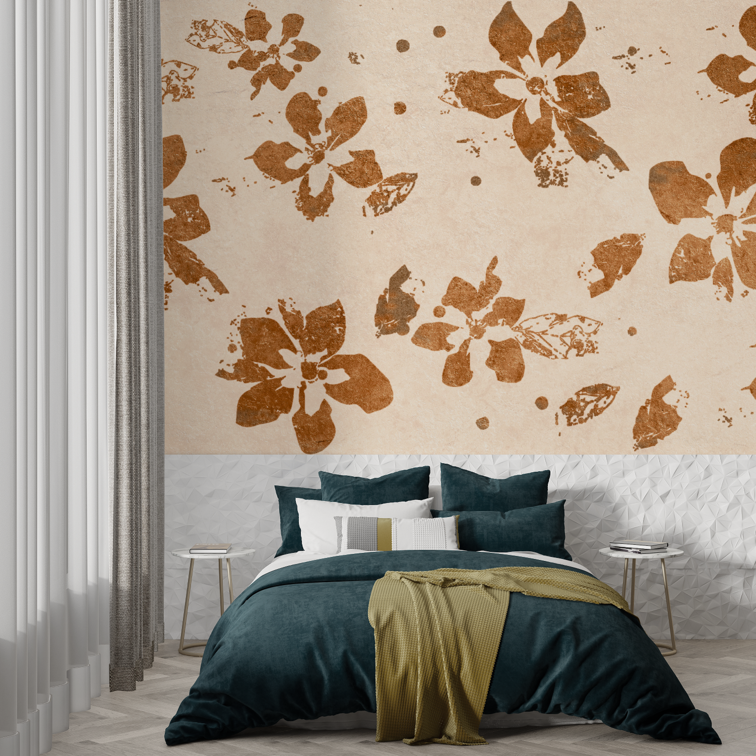Terracotta Floral Wallpaper