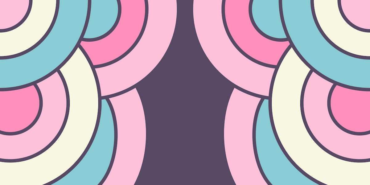 Papier peint rétro - arcs de cercle rose et mauve