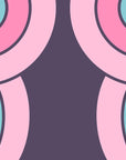Papier peint rétro - arcs de cercle rose et mauve