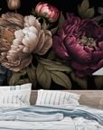 Floral Wallpaper - Elegant Peonies on Dark Background