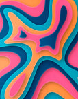 Papier peint rétro - volutes psychédéliques colorées