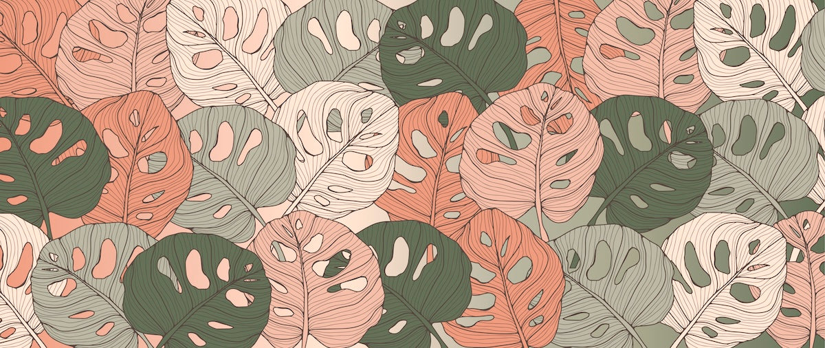 Papier peint nature - tapis de feuilles exotiques marron et vert