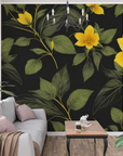 Floral Wallpaper - Yellow Flowers on Black Background