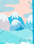 Papier peint enfants - forêt de sapins bleus enneigés