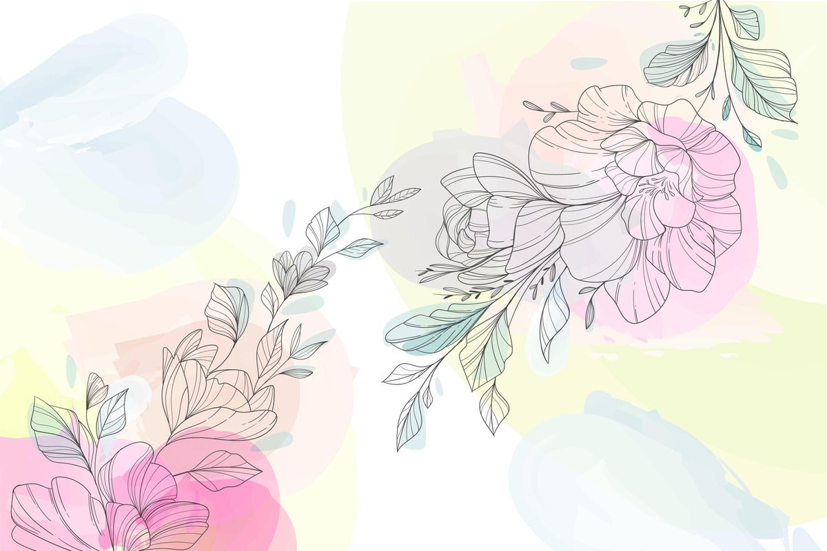 Pastel Wallpaper - Sketched Flowers