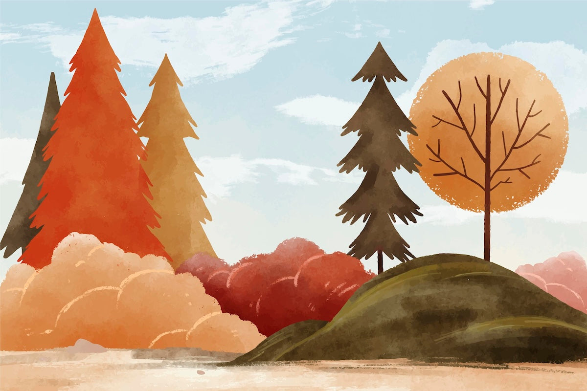 Papier peint enfants - forêt d'automne aux couleurs chaudes