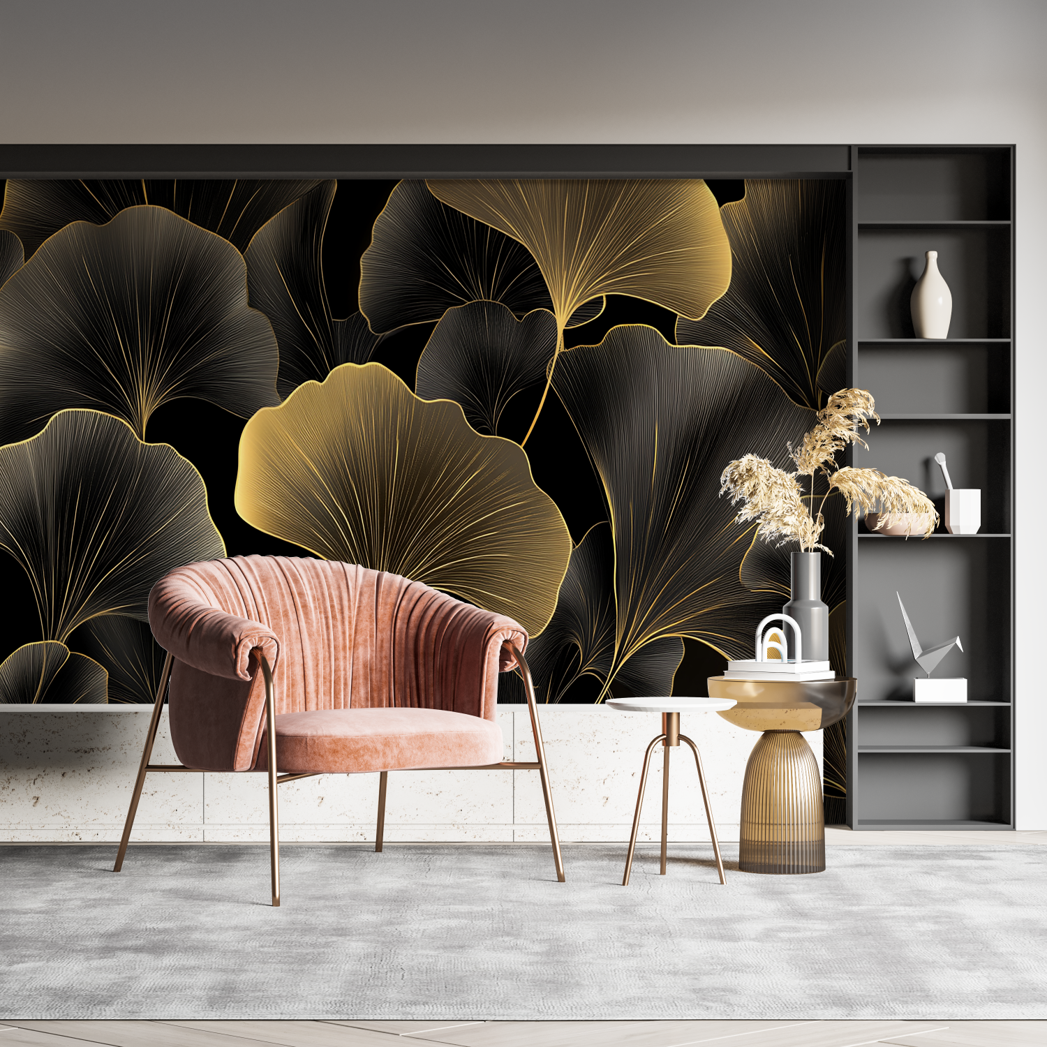 Foliage Wallpaper - Golden Ginkgo Fans