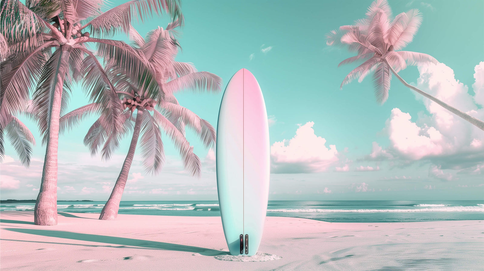 Tropical Wallpaper - Surf and Palm Trees