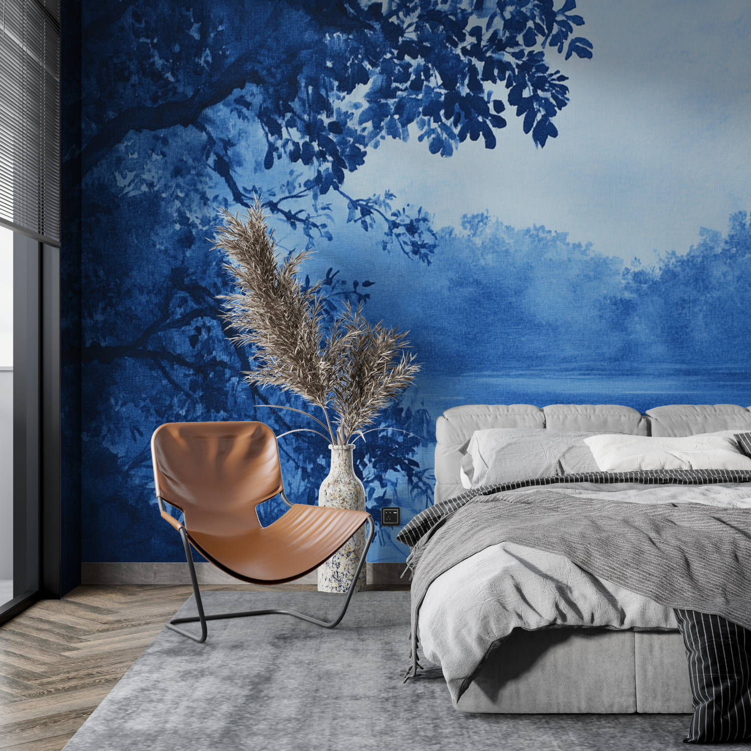 Panoramic Blue Landscape Wallpaper