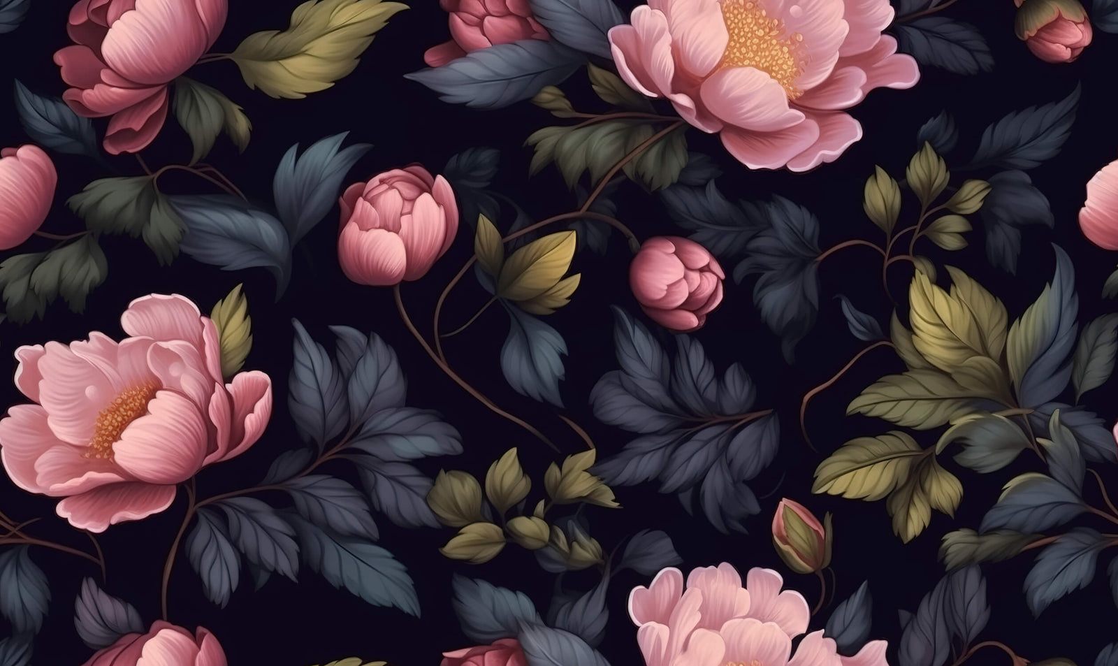 Floral Wallpaper - Night Peony Flowers