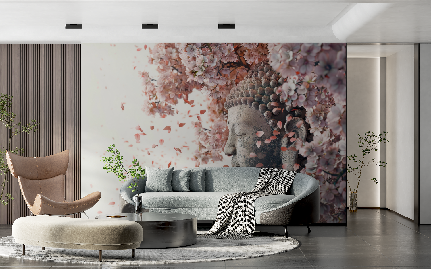 Japanese Wallpaper - Buddha under the Cherry Trees