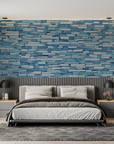 Papier Peint Pierre - Mur de Briques Bleues Pastel
