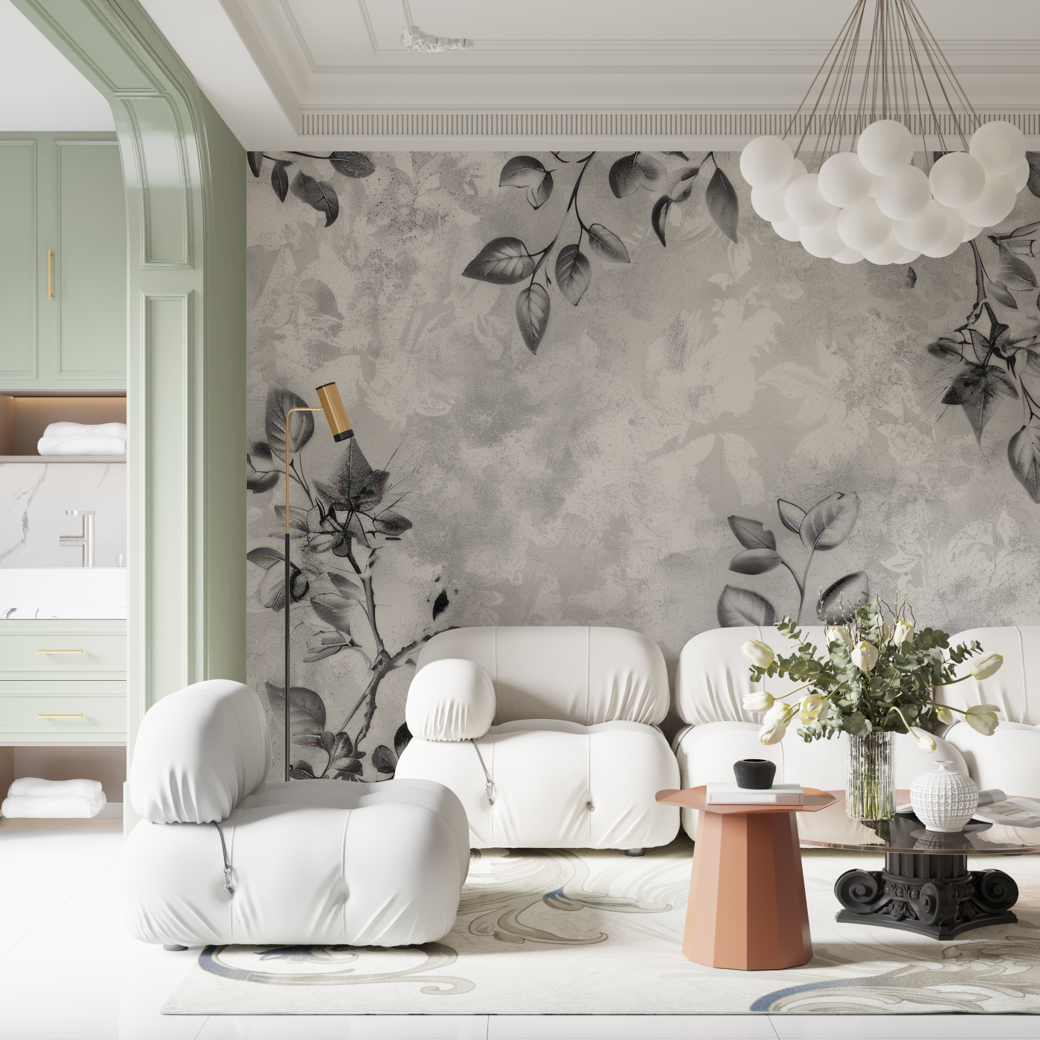 Papier Peint Nature - Jardin de Roses Blanches