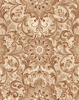 Papier peint rétro - tapisserie fleurie marron et or