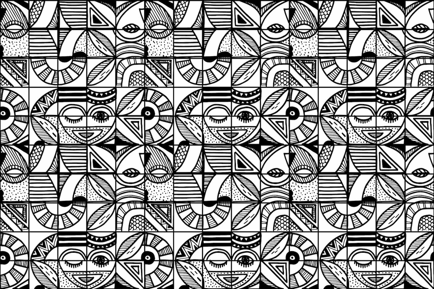Papier Peint Design - Géométrique Noir Et Blanc
