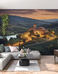Wallpaper - Village on a Hilltop and Castle at Sunset
