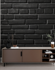 Stone Wallpaper - Charcoal Black Brick Wall