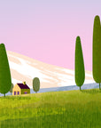 Papier peint campagne - horizons de cyprès