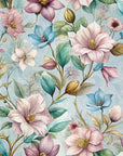 Papier peint fleuri - hortensias bleus rétro