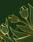 Floral Wallpaper - Golden Tulips on Green Background