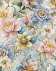 Papier peint fleuri - bouquet de dahlia bleu azur