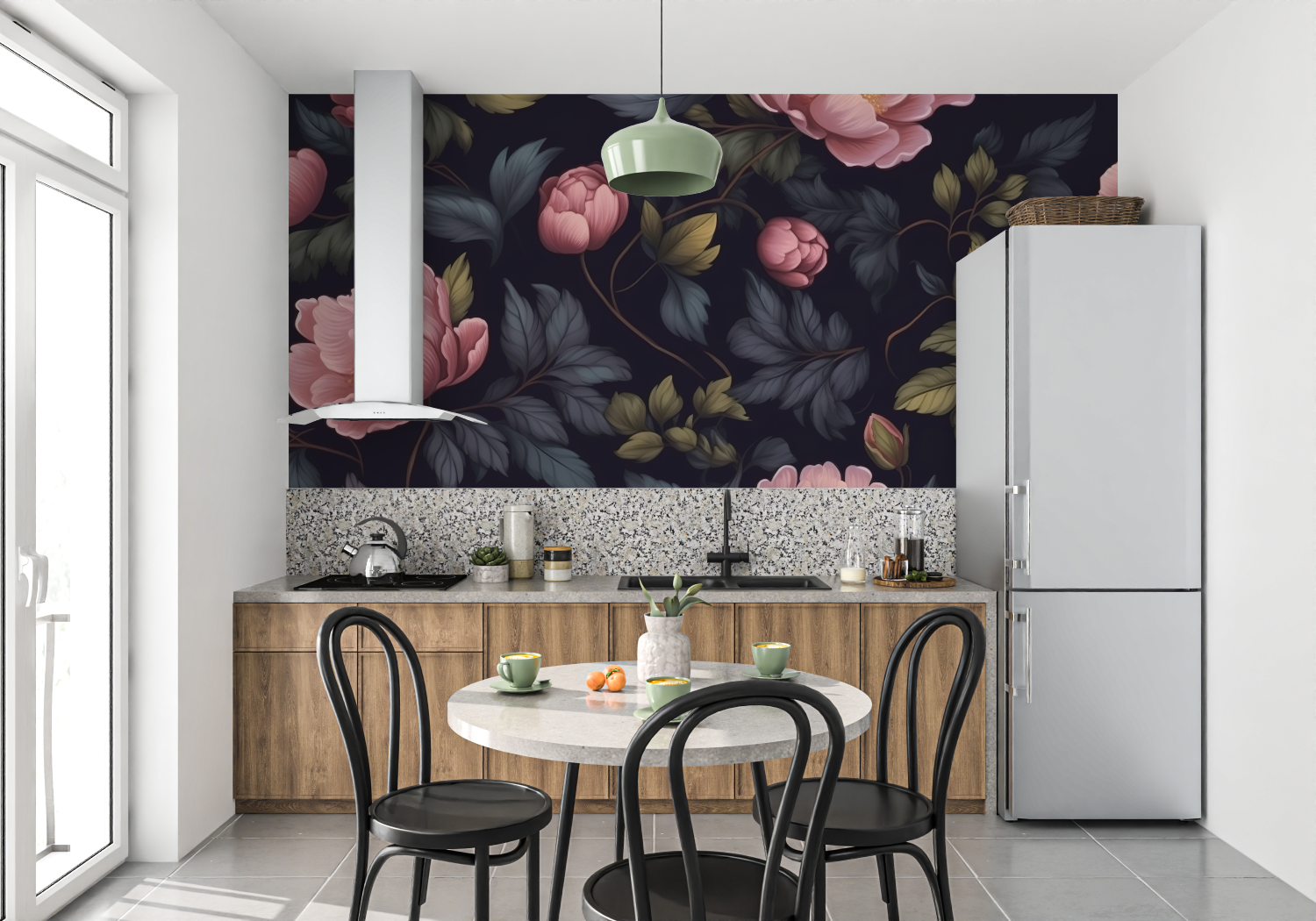 Floral Wallpaper - Night Peony Flowers