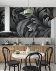 Floral Wallpaper - Grey and Black Fleur-de-Lis