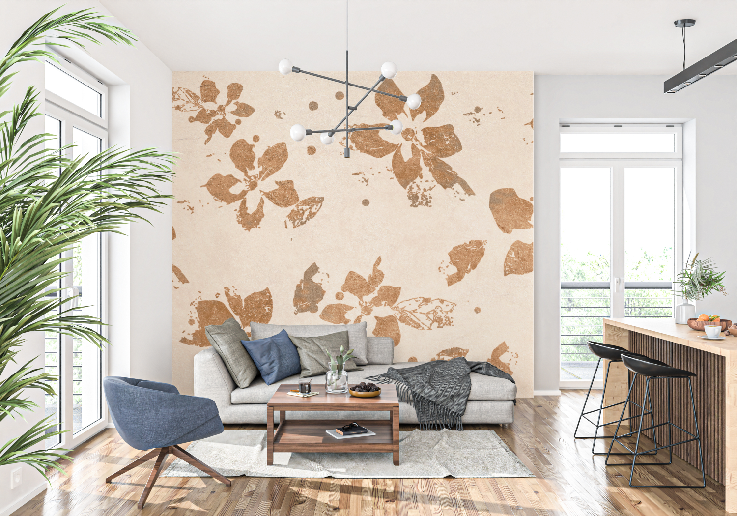 Terracotta Floral Wallpaper