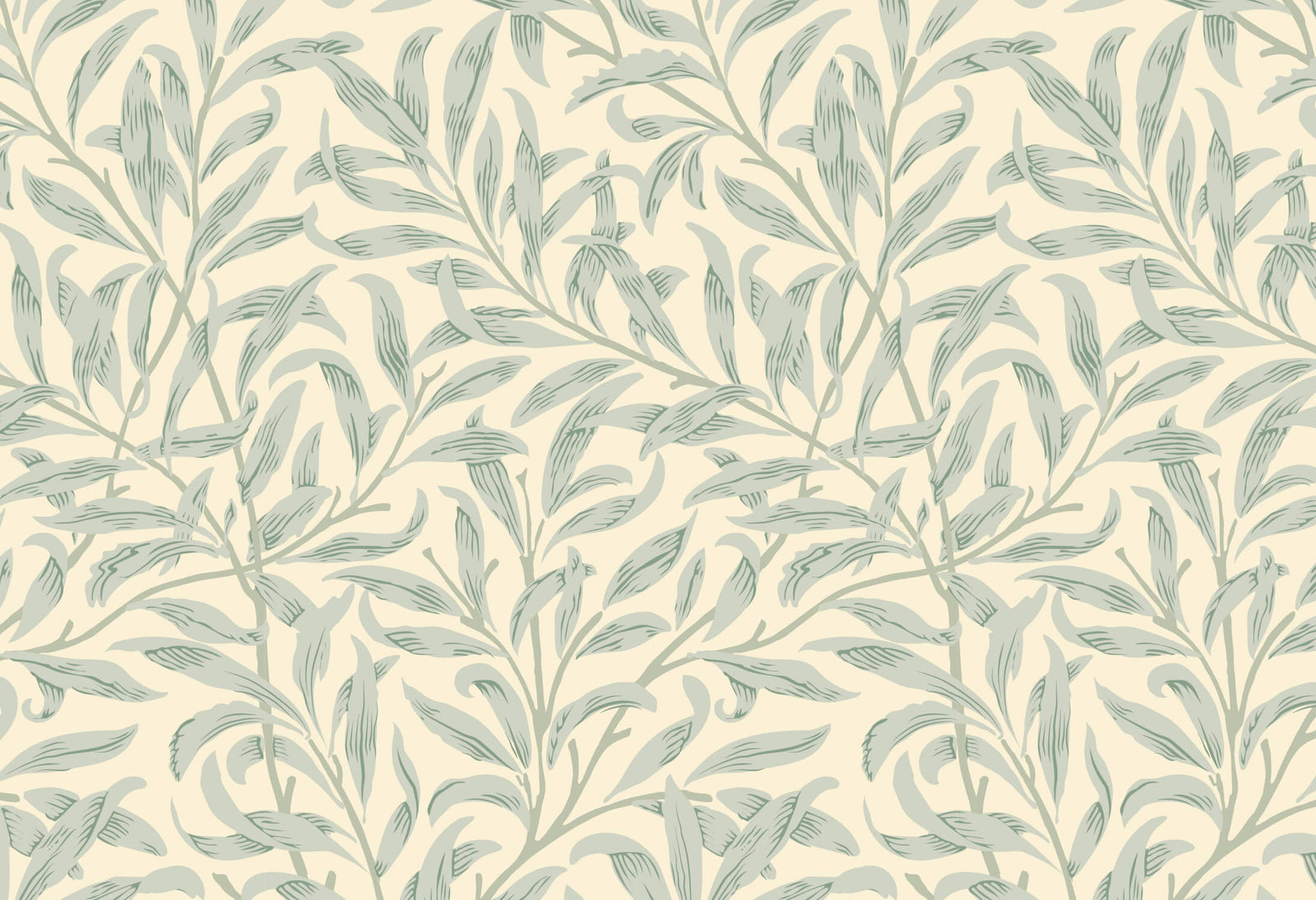 Vintage Wallpaper - Delicate Beige and Green Branches