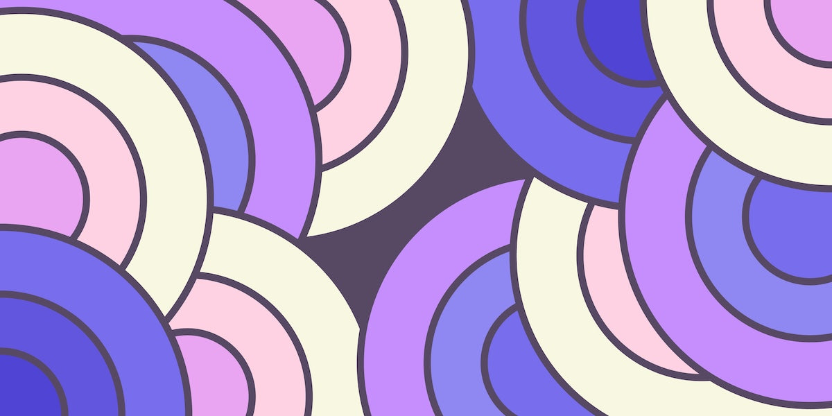 Papier peint rétro - cercles concentriques mauves