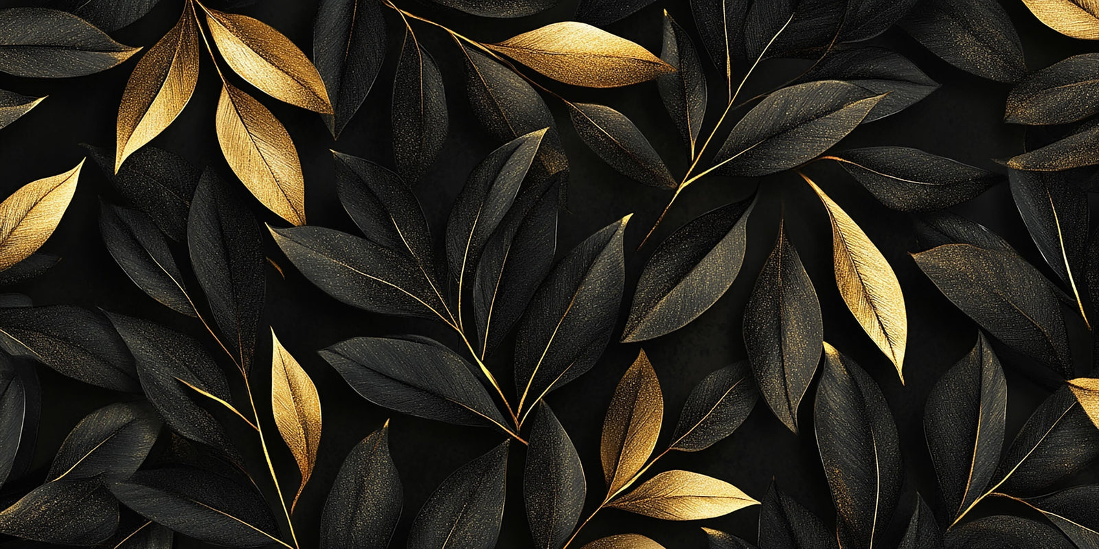Foliage Wallpaper - Gold Flakes on Black