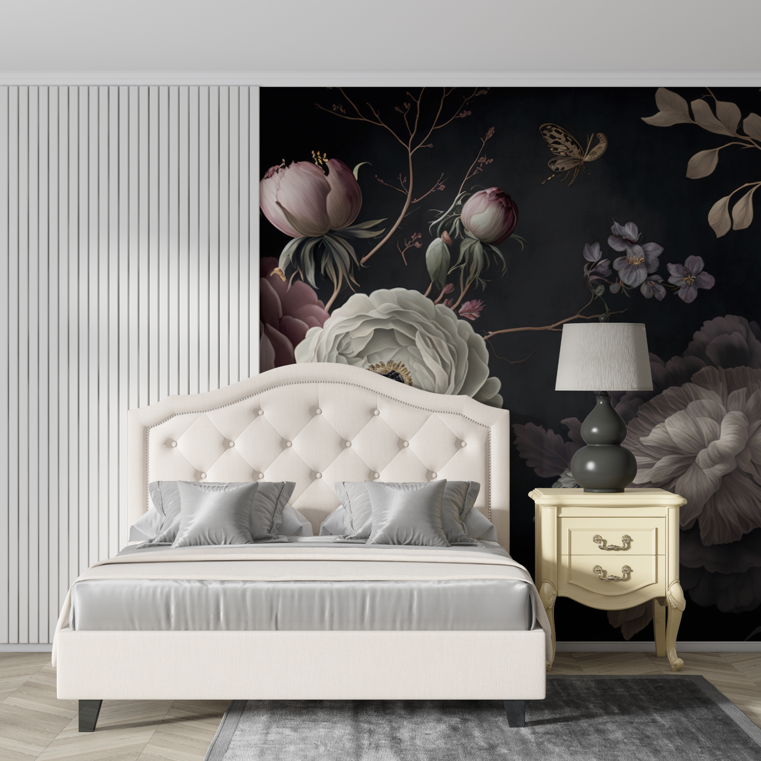 Floral Wallpaper on a Black Background