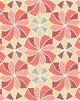 Papier peint rétro - fleurs graphiques orange et beige
