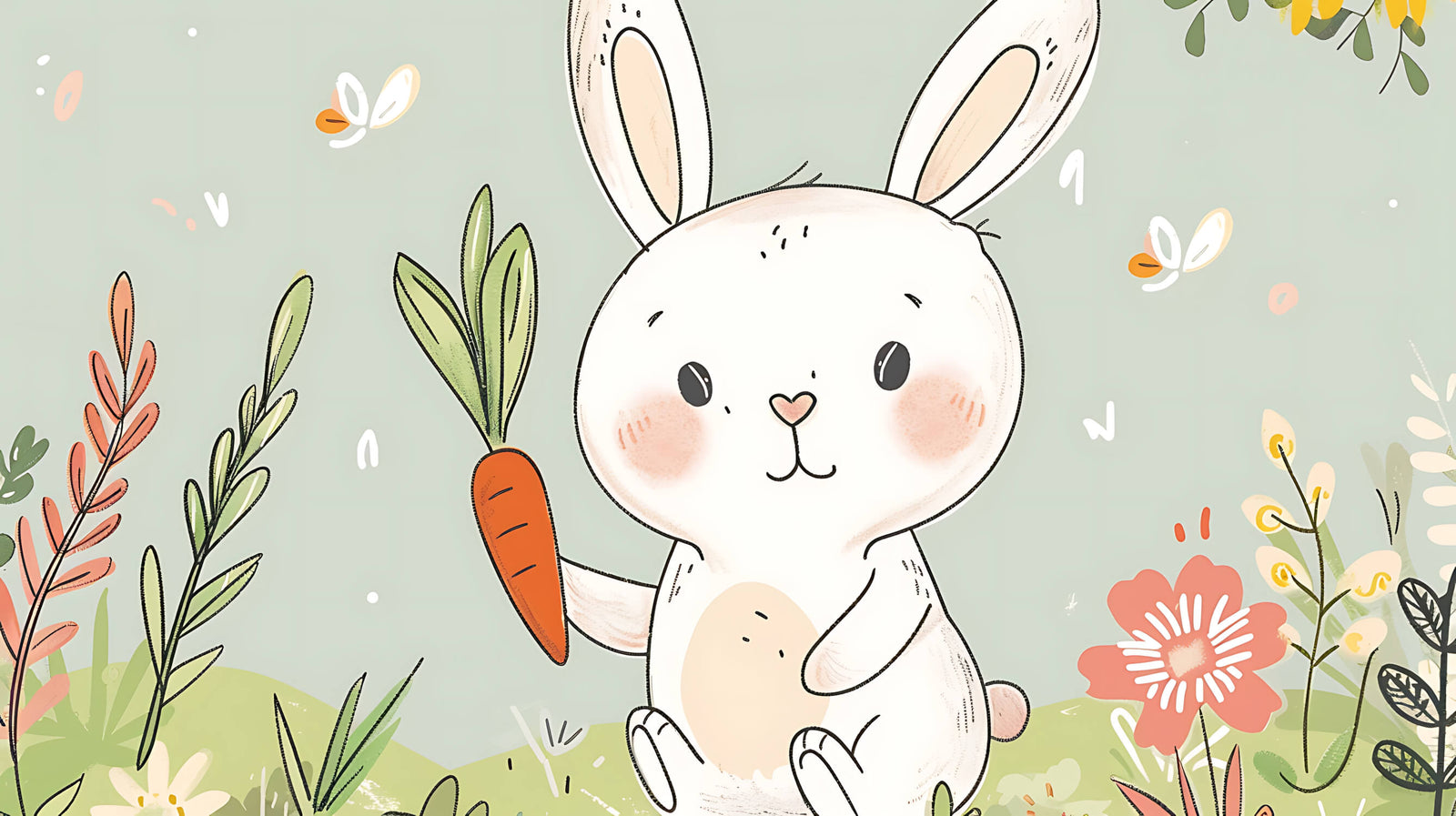Children's Wallpaper - Rabbit and Carrot