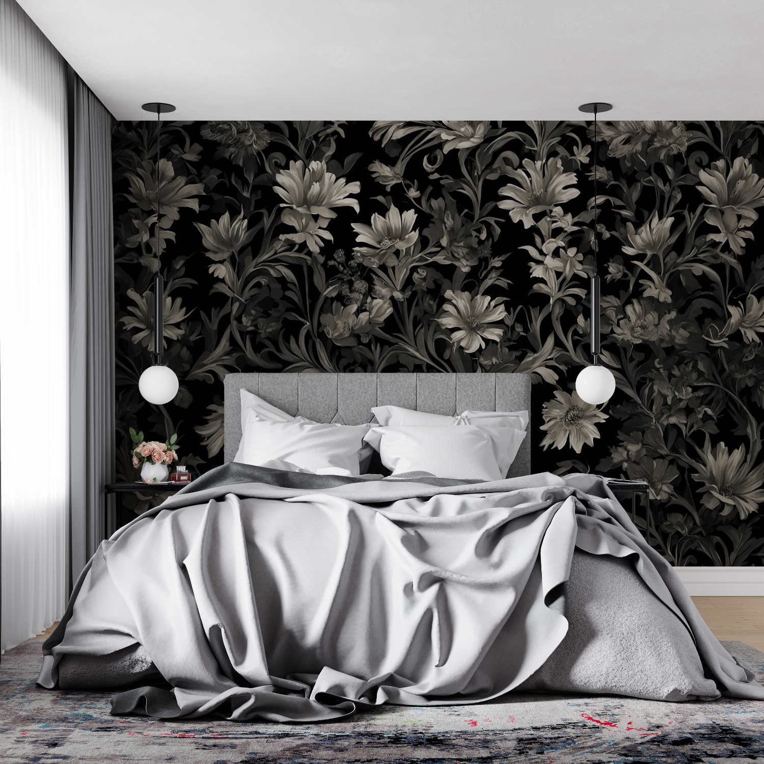 Black Floral Wallpaper