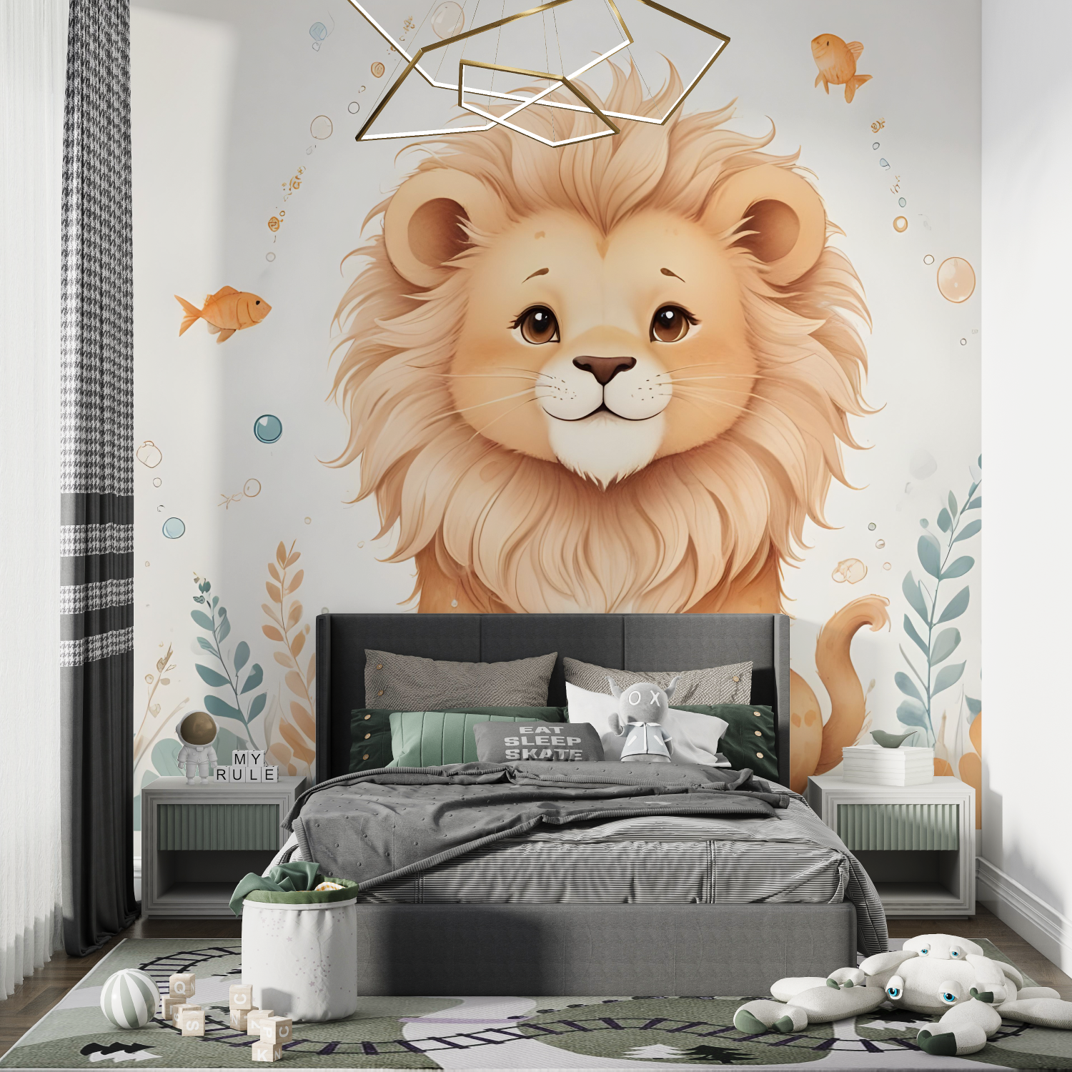 Children's Wallpaper - Cute Lion Cub in the Savannah