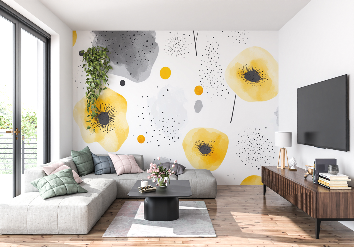 Naturel behang - Aquarelgele Oost-Indische kers